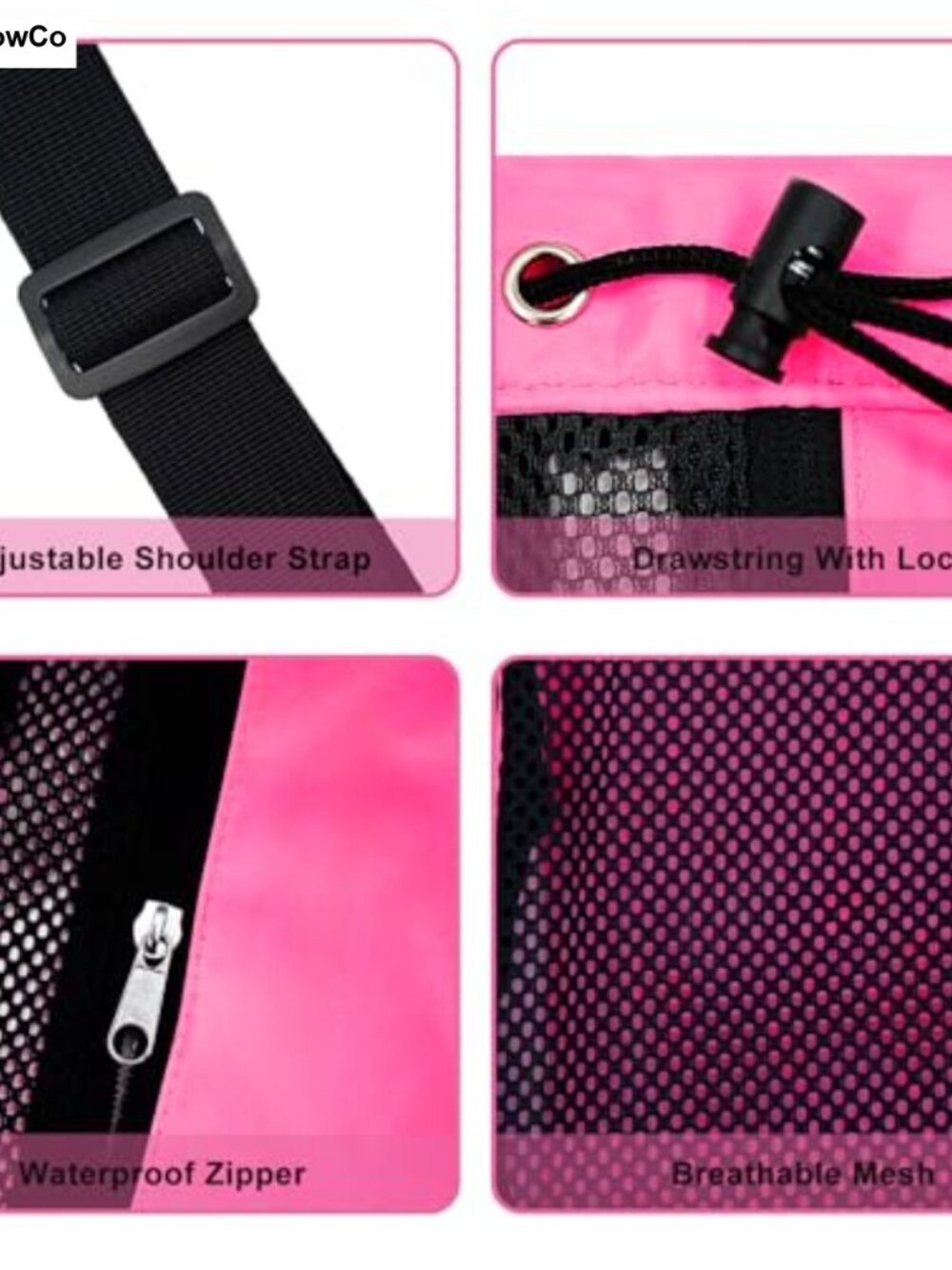 Drawstring Mesh Backpack with Wet Pocket, Waterproof Nylon Polyester Gym Pool - Picture 3 of 5